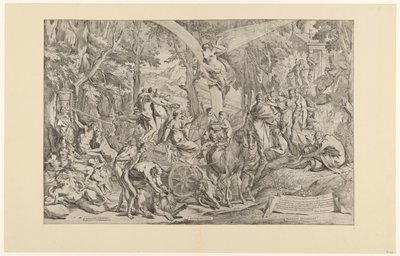 Triomf van de schilderkunst op de Parnassus Affectus bir selamı ifade ediyor / hak ediyor / Parnassus zaferleri (nesne üzerinde başlık) by Pietro Testa