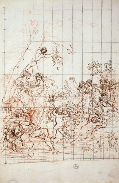 Altın Çağ freski için çalışma by Pietro da Cortona