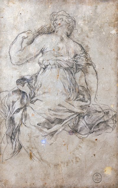 Kadın figürü, Gümüş Çağı Çalışması fresk by Pietro da Cortona