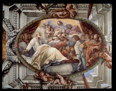 Pietro da Cortona (Peter of Cortona) tarafından çevredeki bakir Fresk