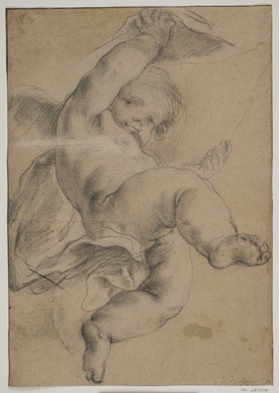 Uçan putto perdeyi kaldırıyor by Pietro da Cortona