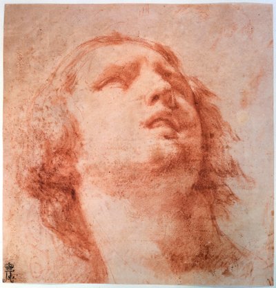 Yukarıya bakan bir kadının baş çalışması, 17. yüzyıl by Pietro da Cortona