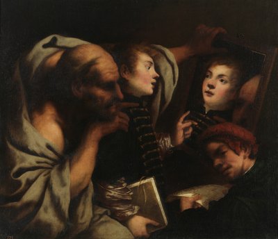 Sokrates ve iki öğrenci by Pietro della Vecchia