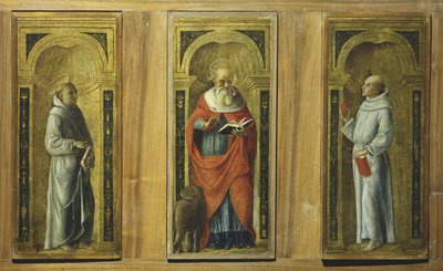 Üç panel - Saint Francis, Saint Jerome ve Saint Anthony of Padua, c.1480 (panelde tempera) by Pietro di Francesco degli (circle of) Orioli