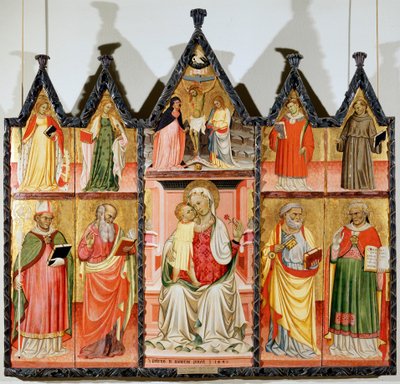 Azizler poliptikli Madonna ve Çocuk, on ayrı panel, 1440 by Pietro di Giovanni Lianori