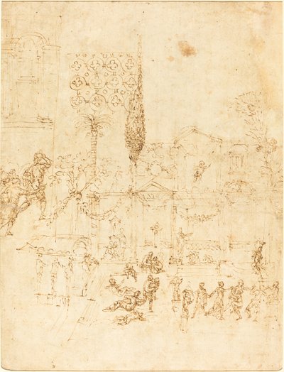Bir Roma Villasında Bir Parti [recto] by Pirro Ligorio