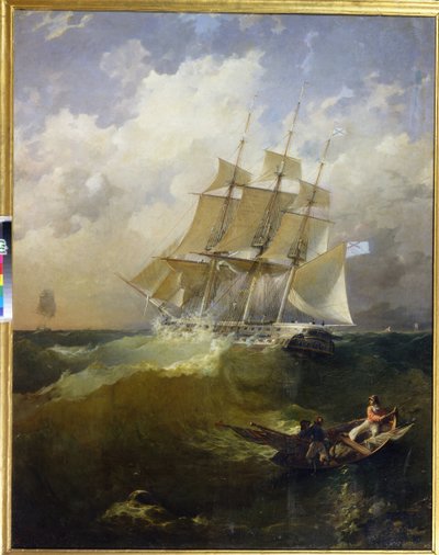 44 silahlı fırkateyn, Aurora ("44 silahlı fırkateyn Aurora"") - Platon Timofeyevich Borispolets (1805-1880) tarafından tablo, tuval üzerine yağlı boya by Platon Timofeyevich Borispolets