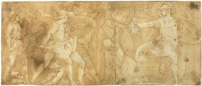 Medusa Başlı Perseus, Phineus ve Takipçilerini Taşa Dönüştürüyor by Polidoro da Caravaggio