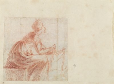 Bir Parça Kumaşla Oturan Kadın [verso] by Polidoro da Caravaggio