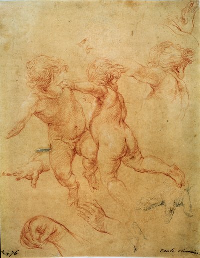 İki uçan putti, çalışma, 1740