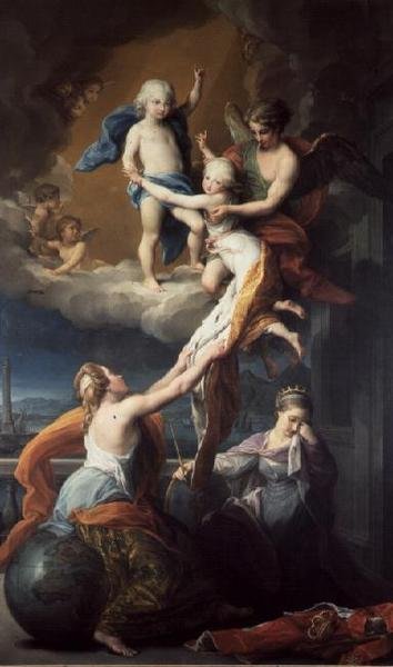 IV. Ferdinand'ın (1751-1825) çocuklarının ölümü alegorisi (tuval üzerine yağlı boya) by Pompeo Girolamo Batoni