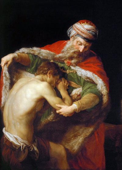 Müsrif oğul meseli - Müsrif oğul meseli - Pompeo Girolamo Batoni (1708-1787). tuval üzerine yağlıboya by Pompeo Girolamo Batoni