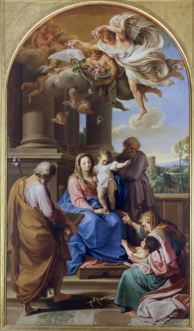 Aziz Joseph, Zacharias ve Elisabeth ve Bebek Aziz John ile Madonna ve Çocuk by Pompeo Girolamo Batoni
