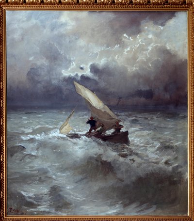 Tempete en mer (Denizde Fırtına) Tablo Pompeo Mariani (1857-1927) 1898 Dim 145x135 cm Genler, Galleria d