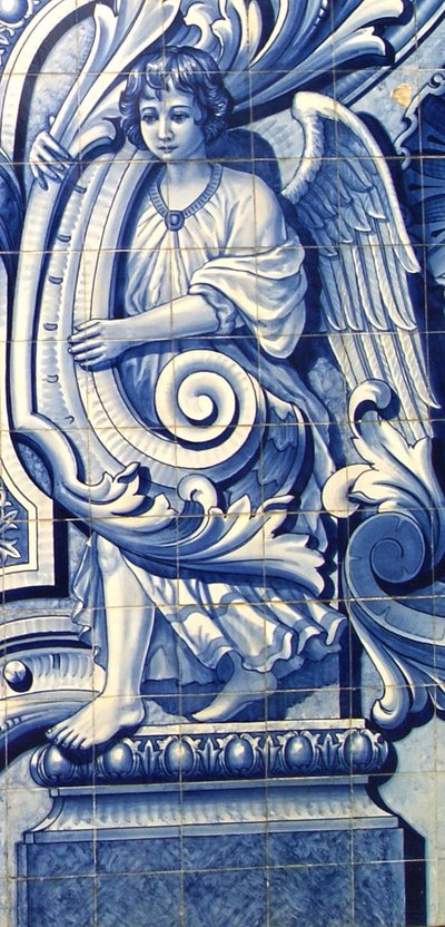 Bir meleği betimleyen dekoratif panel, Lamego, Portekiz. 1738 (seramik karolar) by Portuguese School