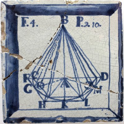 Bir piramidin geometrik şeması, teneke sırlı çanak çömlek, Lizbon 18. yüzyılın ikinci yarısı - Musee National des azulejos, Lizbon (Portekiz) by Portuguese School