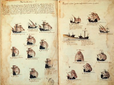 El yazması sayfası “” Portekiz donanmalarını temsil eden Kral I. Manuel (1469-1521) yönetimindeki Portekiz donanmasının anıtları””. 1533 M.Ö. Paris by Portuguese School