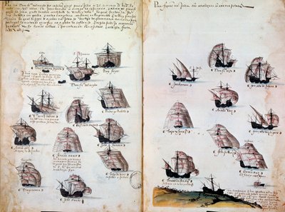 Savaş gemileri. Kral I. Manuel (1469 - 1521) döneminde Portekiz donanmasının anıları. 1505