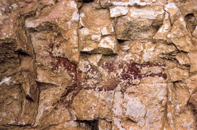Koşan bir keçi, Mezolitik dönem, İspanya, Remigia mağarası, Barranco de la Gasulla, Ares del Maestre (resim) by Prehistoric Prehistoric
