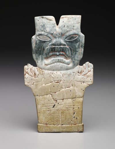 Antropomorfik Plak, Muhtemelen Ateş Yılanı, Klasik öncesi dönem, MÖ 800-400 (serpantin ve zinober) by Prehistoric Prehistoric