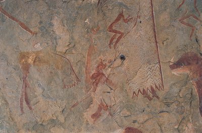 İnsan ve hayvan figürleri (mağara resmi) by Prehistoric Prehistoric
