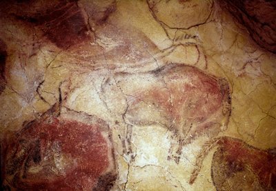 Prehistorya: "" istirahat halindeki bizon "" Üst Paleolitik (Magdalen) kaya resmi (16500 ila 14000 yıl önce) Taş Devri Bizon Mağarası, Altamira, Santander, İspanya by Prehistoric Prehistoric