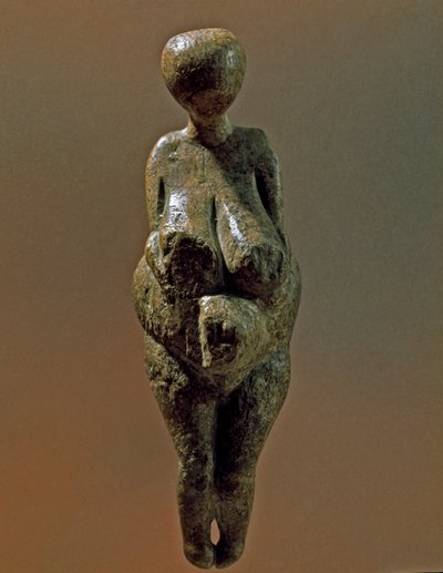 Prehistorya: Kostenki (Voronezh Oblastı) bölgesinden Gravettian kadın heykeli. MÖ 30000-25000 Üst Paleolitik, Taş Devri. Saint Petersburg, Peter the Great Antropoloji ve Etnografya Müzesi, Rusya by Prehistoric Prehistoric