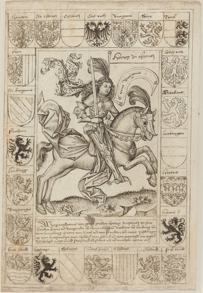 Maximilian, Avusturya Dükü, At Sırtında by Primary Master of the Strassburg Chronicle
