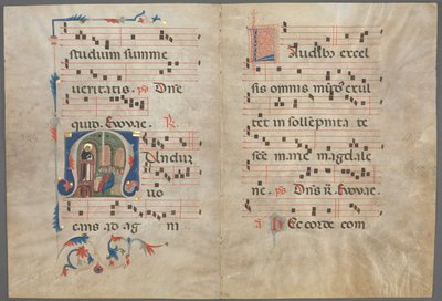 Bir Antiphonary'den Bifolium: Aziz Dominic Vaazı ile İlk M by Primo Miniatore di San Domenico