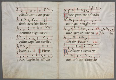Bir Antiphonary'den Bifolium: Müzik by Primo Miniatore di San Domenico
