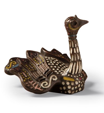 Kuğu şeklinde bronz ve emaye bir kağıt ağırlığı by Princess Maria Tenisheva