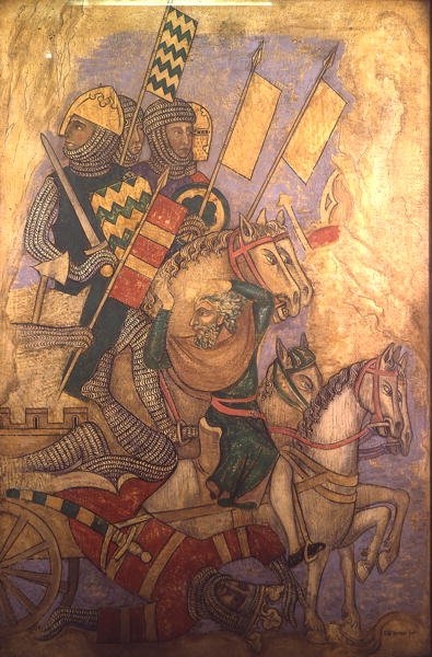 Antiochus Tarihi, bir duvarın rekonstrüksiyonu, aslen Westminster Sarayı'nın Boyalı Odasında bulunan bir tablo by Professor Ernest Tristram