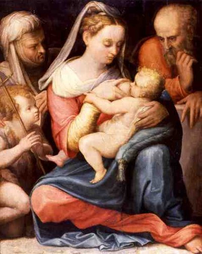 Kutsal aile (panelde yağ) by Prospero Fontana