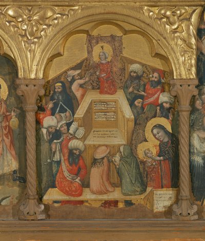 Bakire'nin Göğe Kabulü Poliptych, İsa'nın Doktorlarla birlikte detayı (panelde tempera) by Pseudo Jacopino di Francesco