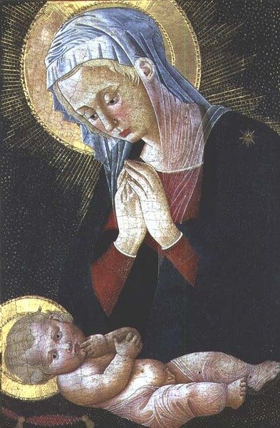 Madonna, Mesih Çocuğuna tapıyor (panelde öfke) by Pseudo Pier Francesco Fiorentino