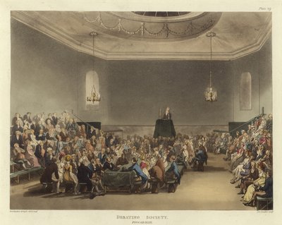 Tartışmalar düzenleyen dernek by Pugin and Rowlandson