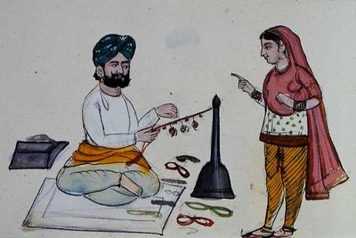 İpek Örgü Yapıcı, c.1890 (kağıt üzerine sulu boya) by Punjabi School