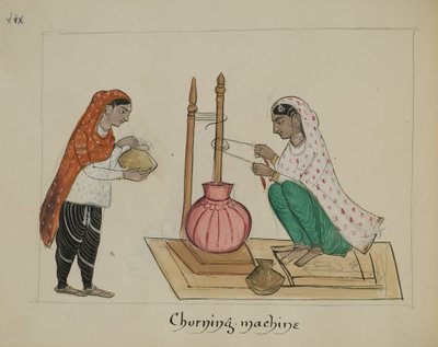 Çalkalama makinesi olan iki kadın by Punjabi School