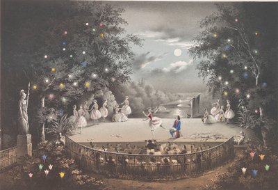 C. Pugni'nin Peterhof Parkı'ndaki Pembe Köşk'teki Naiad ve Balıkçı balesi, 1851. by Pyotr Fyodorovich Borel