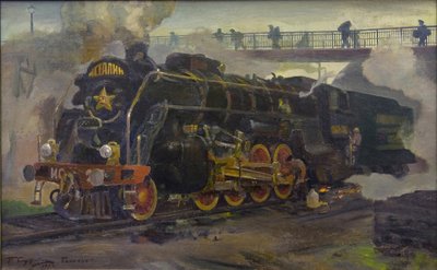 Lokomotif IS20 par Smukrovich, Pyotr Iosifovich (1878-1942). Tuval üzerine yağlı boya, ebat : 55x89 by Pyotr Iosifovich Smukrovich