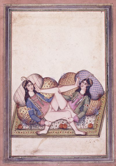 19. yüzyılın ortalarında bir Erotik Sahne by Qajar School