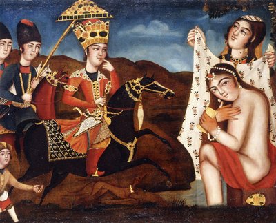 Hüsrev Şirin Banyosunu Keşfetmek, c. 1840 by Qajar School
