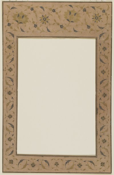Çiçek motifli şablonlu el yazması bordür by Qajar School