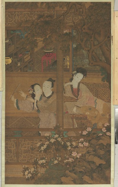 Kızıl Oda Rüyası (ipek üzerine parşömen, mürekkep ve renk asmak) by Qing Dynasty Chinese School