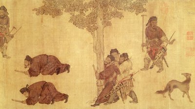avlanma sahnesi by Qing Dynasty Chinese School