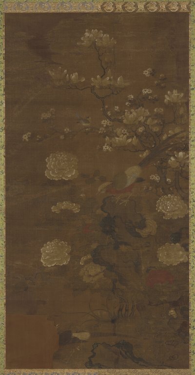 Manolyalar, şakayıklar ve sülünler by Qing Dynasty Chinese School