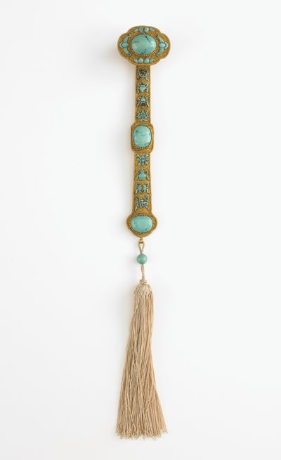 Ruyi asası, Qianlong saltanatı (altın, turkuaz ve ipek) by Qing Dynasty Chinese School