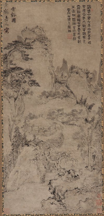 Thunder Creek (gri kağıt üzerine mürekkep) by Qing Dynasty Chinese School