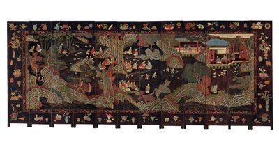 On iki katlı koromandel ekranı, 18. yüzyıl by Qing Dynasty Chinese School