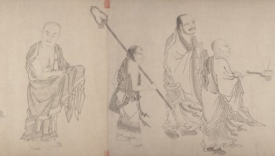 On Altı Luohan, 16. yüzyıl. by Qiu Ying